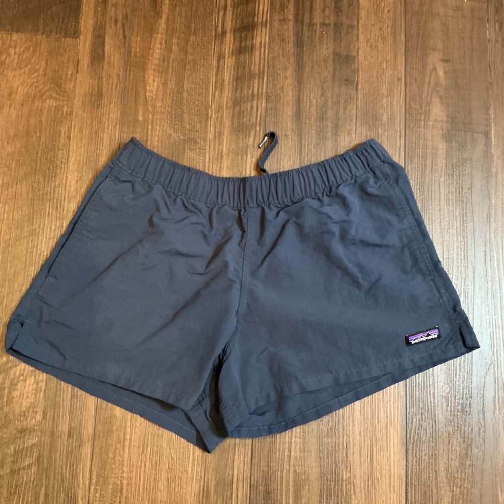 Patagonia Baggies Shorts Navy Blue Recycled Nylon Elastic Waist Small Hiking
